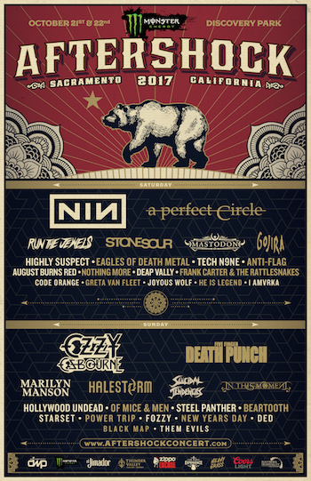 Monster Energy Aftershock Saturday performance schedule