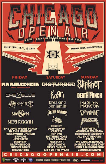 Chicago Open Air flyer with band lineup and venue details