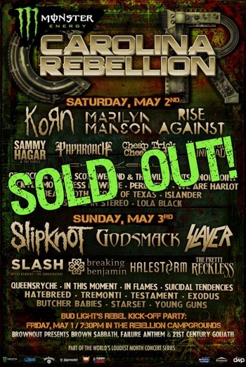 Monster Energy Carolina Rebellion SOLD OUT flyer