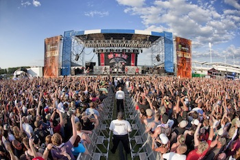 Rob Zombie and band performing at Monster Energy's Fort Rock; photo by Chris Bradshaw