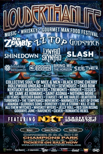 LOUDER THAN LIFE flyer with band lineup and festival details