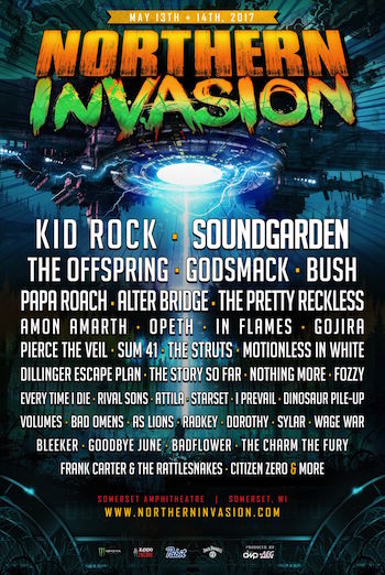 Northern Invasion flyer with band lineup and venue details