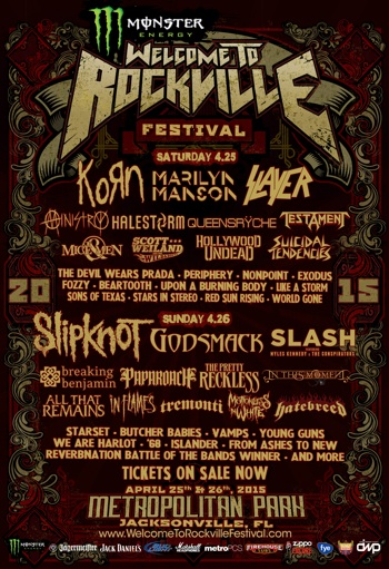 Monster Energy Welcome To Rockville flyer with band lineup and venue information