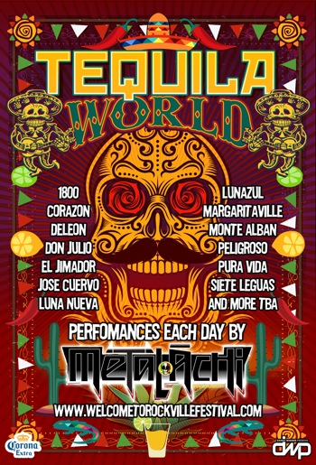 Monster Energy Welcome To Rockville Tequila World flyer with  list of featured tequilas