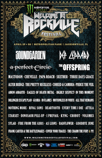 Monster Energy Welcome To Rockville flyer with band lineup