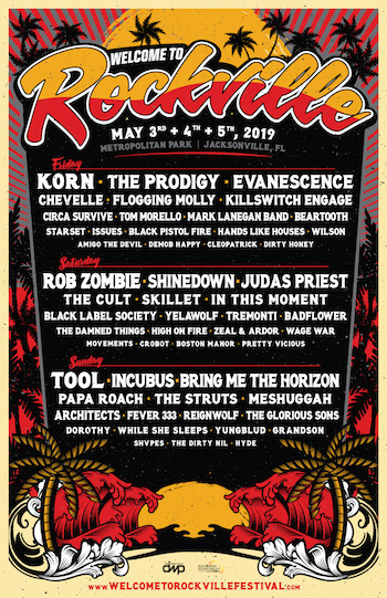 Welcome To Rockville flyer with band lineup