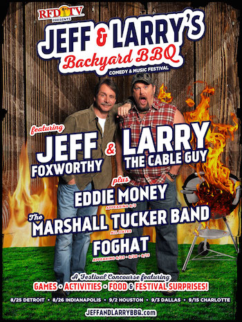 RFD-TV presents Jeff & Larry's Backyard BBQ flyer with music & comedy lineup