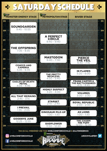 Monster Energy Welcome To Rockville Saturday performance schedule